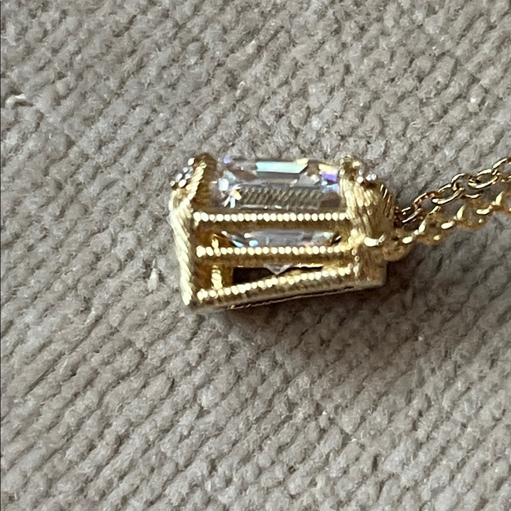 Judith Ripka Gold Clad Silver 925 Necklace w Cubic Zirconia Square Pendant NWOT - Picture 12 of 16